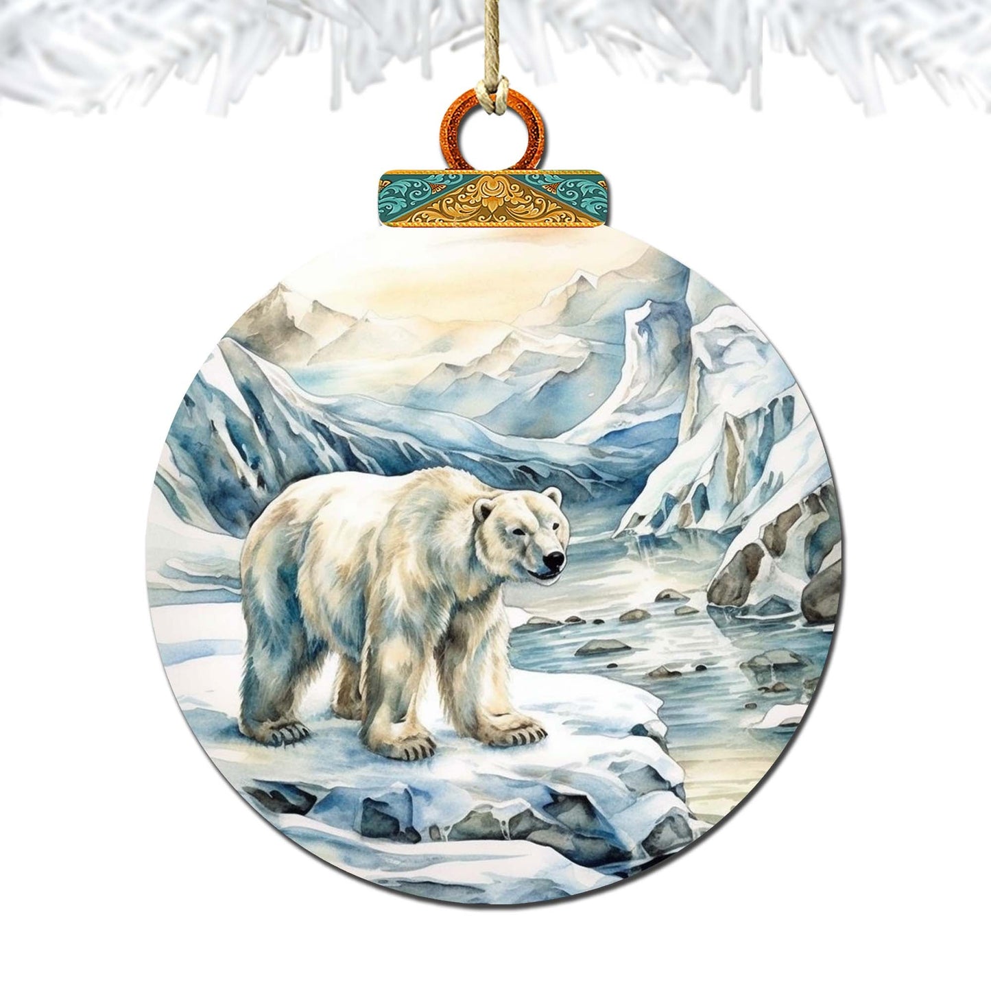 Polar Bear with Cub Wooden Ornaments by G.Debrekht - Wildlife Holiday Decor - 870048