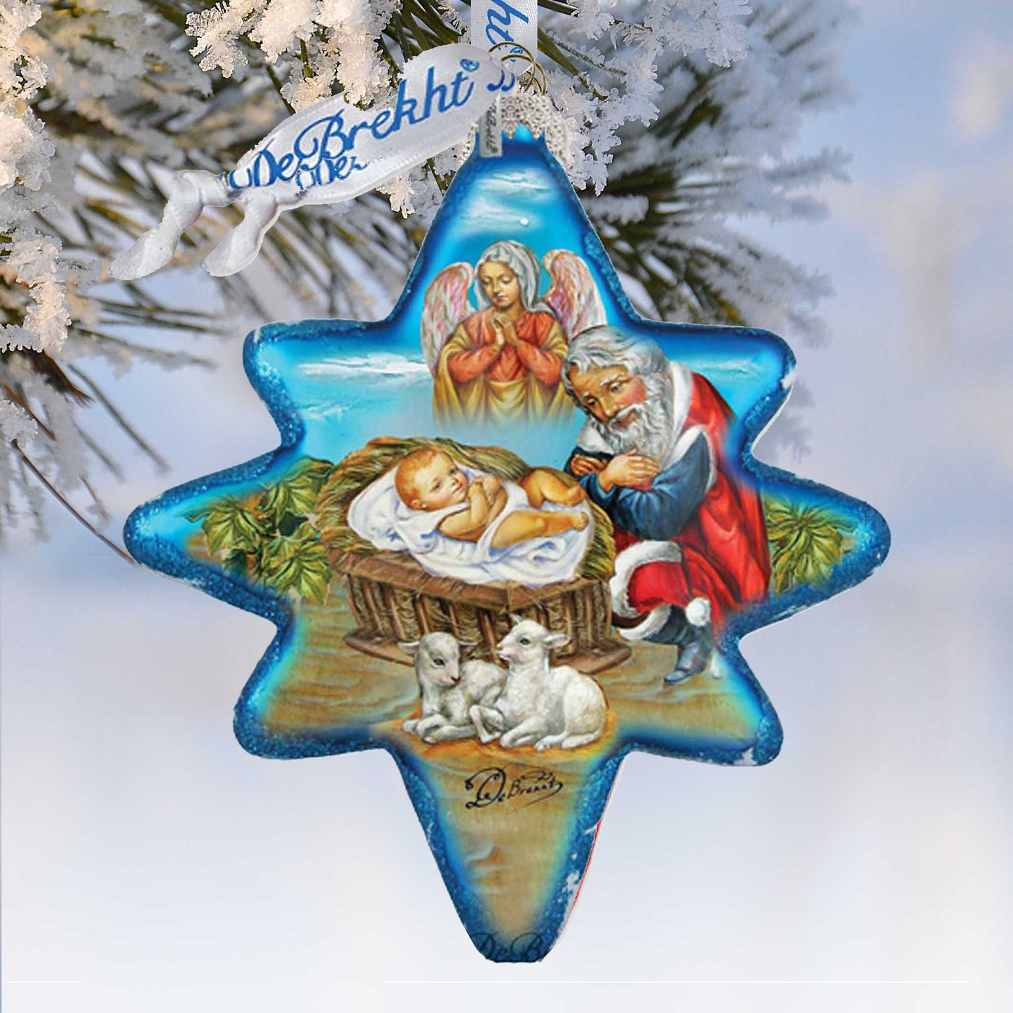 Limited Edition Regal Nativity Snowflake Glass Ornament, Inspirational & Guardian Angels Decor - 754-032 by G. DeBrekht