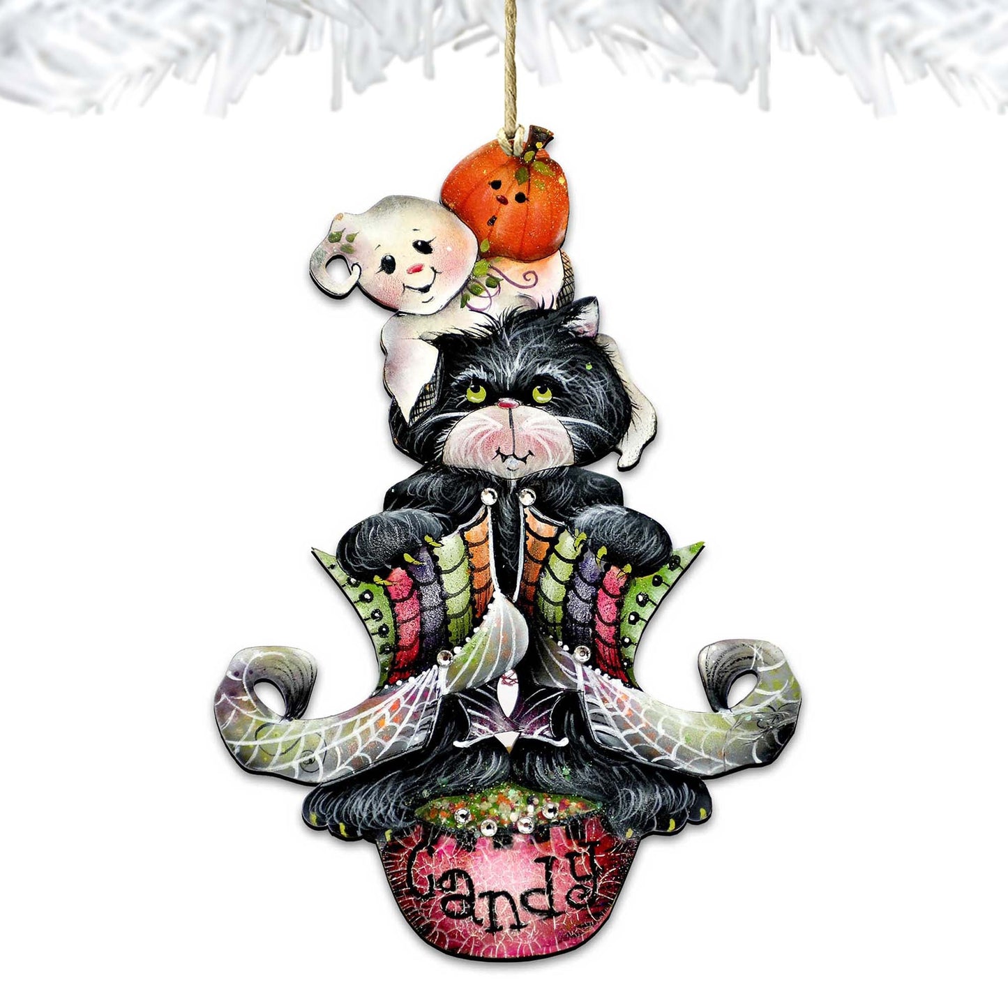 Spoooooky Boos! Wooden Ornaments by Jamie Mills-Price - Thanksgiving Halloween Decor - 8457409