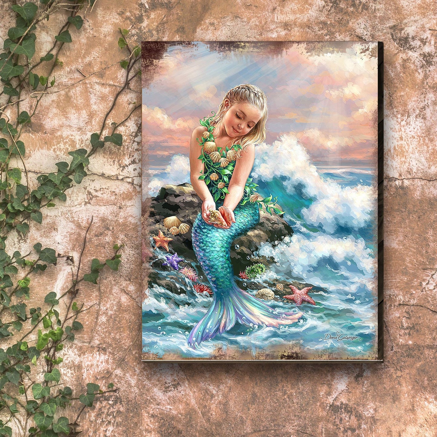 Princess of The Sea Wooden Coastal Wall Art by D. Gelsinger - Coastal Holiday Decor - 95652B-1611