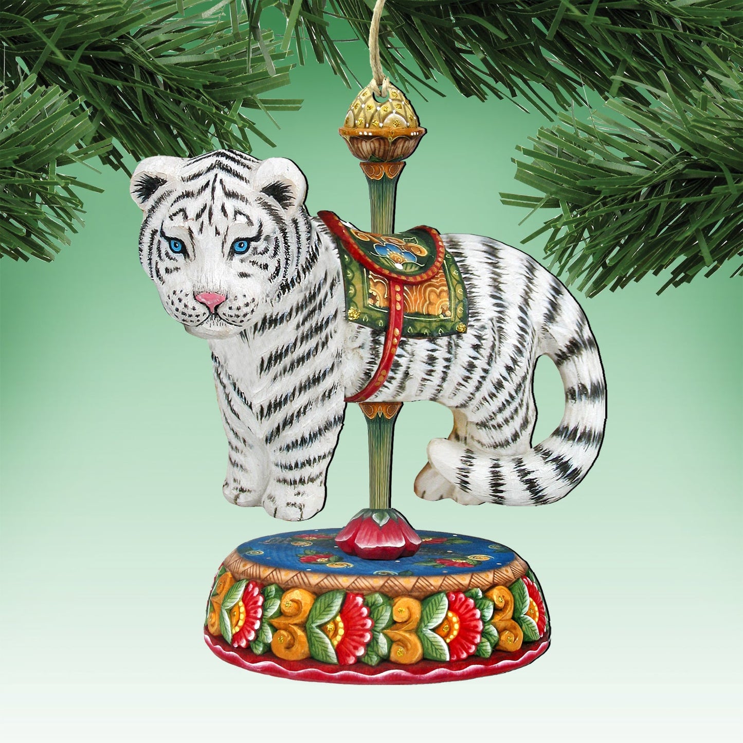 Carousel Wooden Ornaments: Tiger, Whale, Giraffe - Christmas Decor - 81000892S3