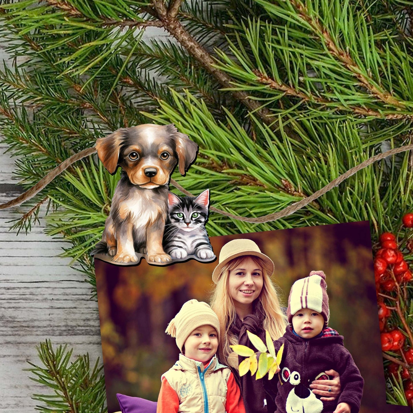 Dogs Decorative Wooden Clip-on Ornaments of 6 by G. Debrekht - Christmas Decor - 8090017C-S6