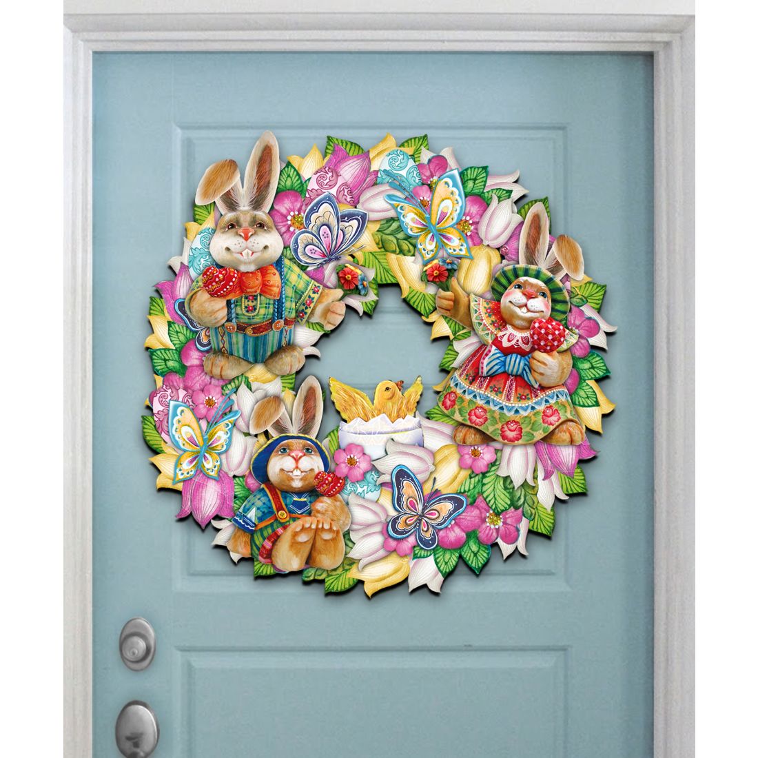 Easter Family Holiday Door Wreath by G. DeBrekht - Easter Spring Decor - 8185301-3H