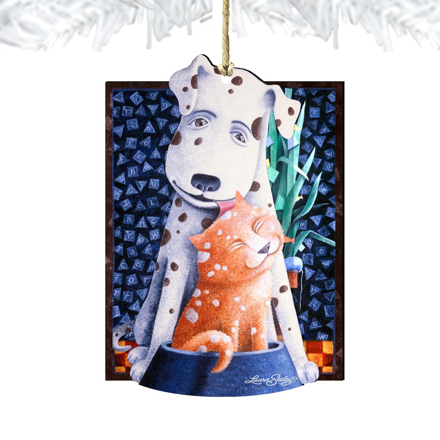 Friendship Wooden Ornaments Pets by Laura Seeley - Pets Dog and Cats Decor - 8511012-LS