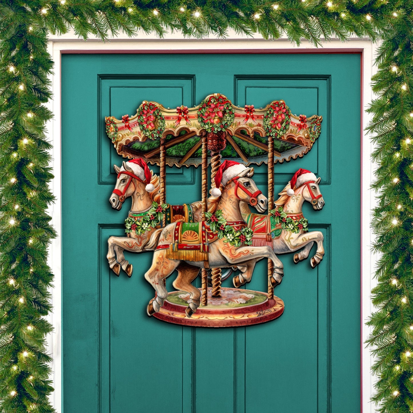 Christmas Carousel Holiday Door Decor  by G. Debrekht - Christmas Decor - 8611030H