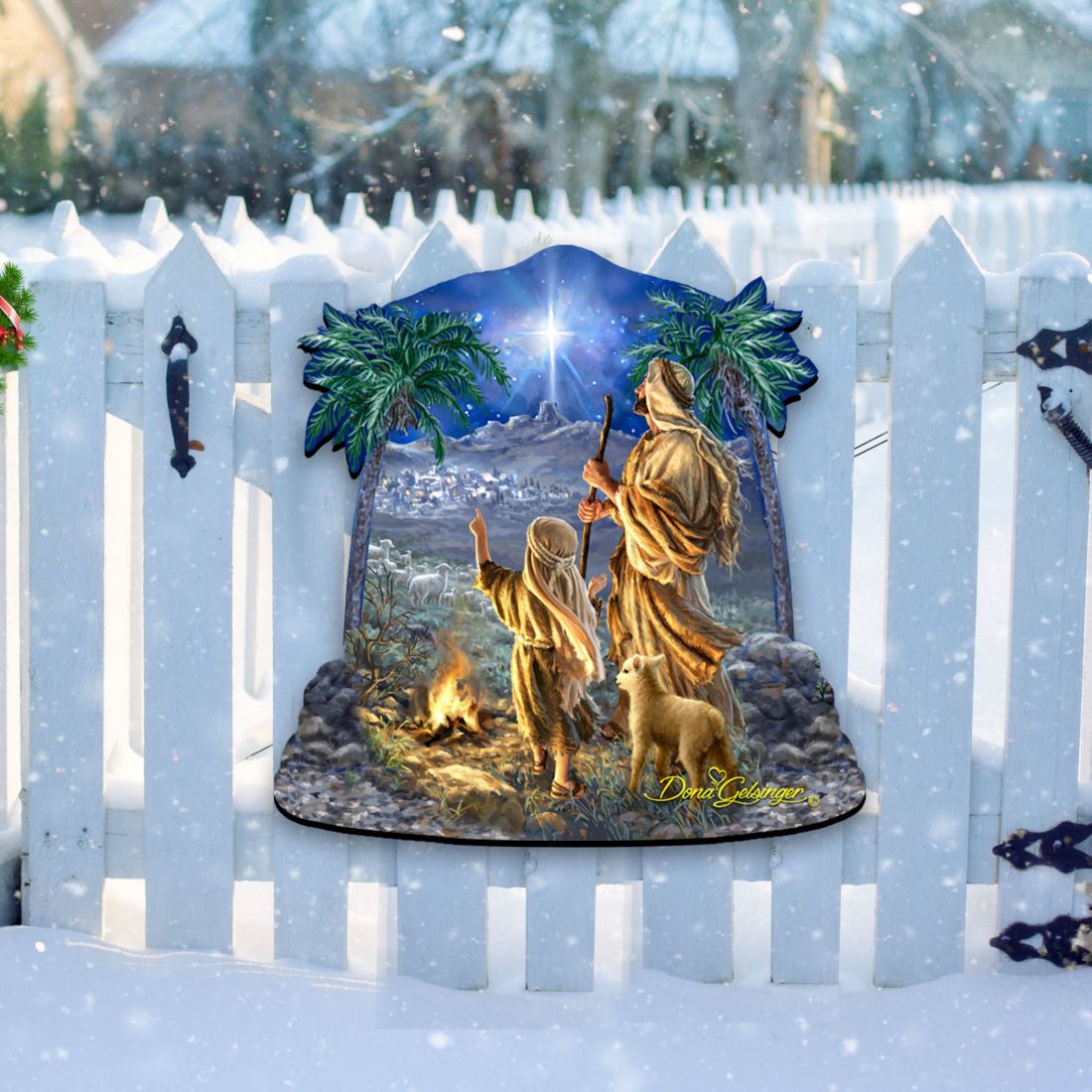 Shepherds Keeping Watching Nativity Door Decor by D. Gelsinger - Nativity Holiday Decor - 8161025H-1838