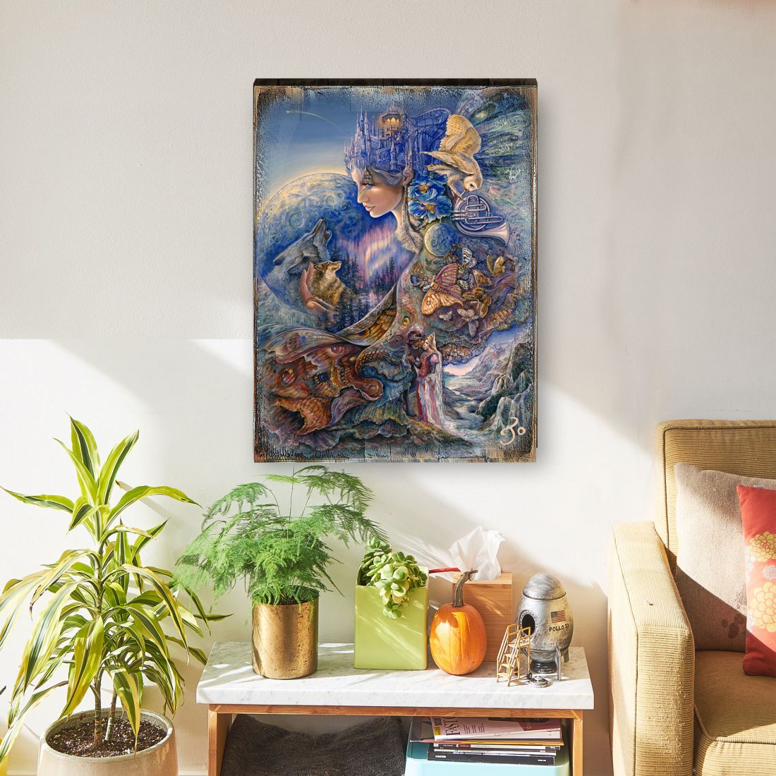Once in a Blue Moon Fantasy Wooden Wall Art by Josephine Wall - Fantasy Decor - 852122-JW