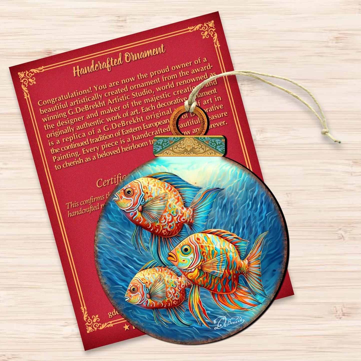 Beach Themed Ornaments - Rainbow Fish Wooden Ornaments by G.Debrekht Coastal Holiday Decor - 8688178