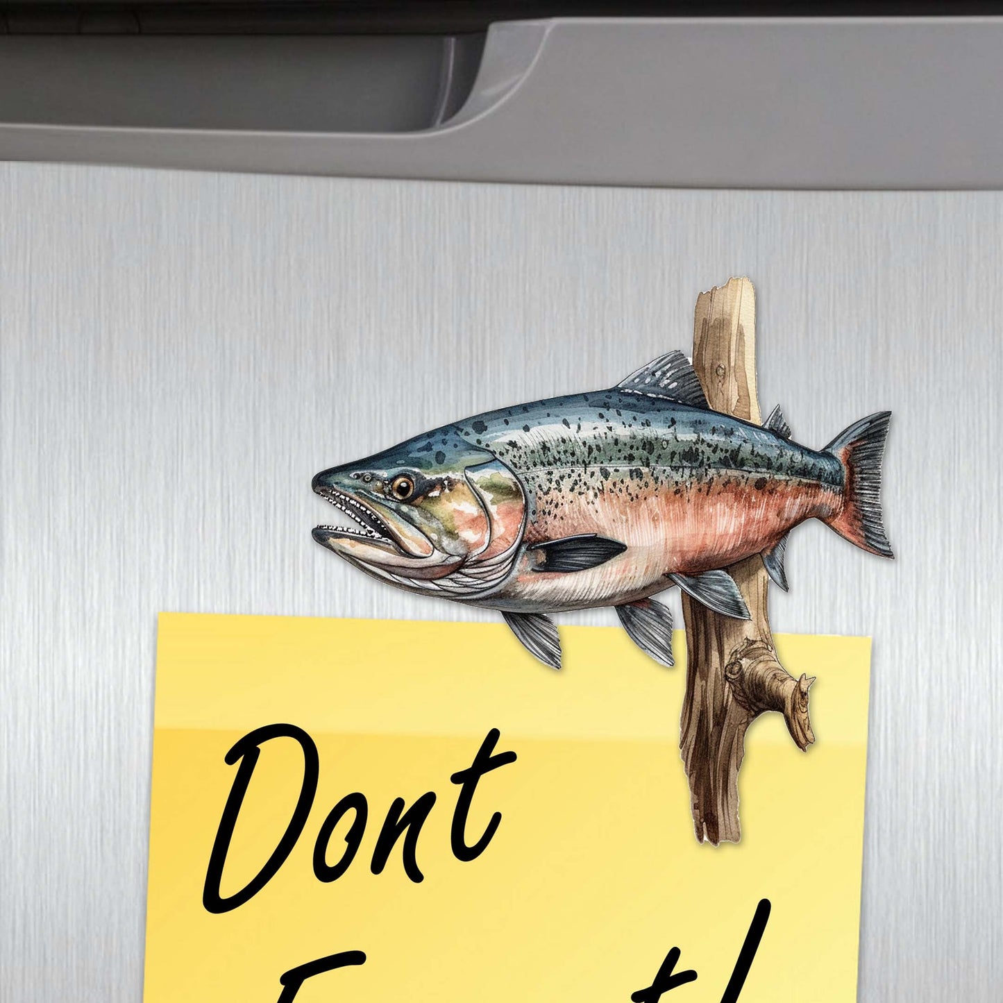 Wild Salmon Tales Decorative Wooden Magnets Set of 6 by G. Debrekht - Wildlife Coastal Decor - 8090109G-S6