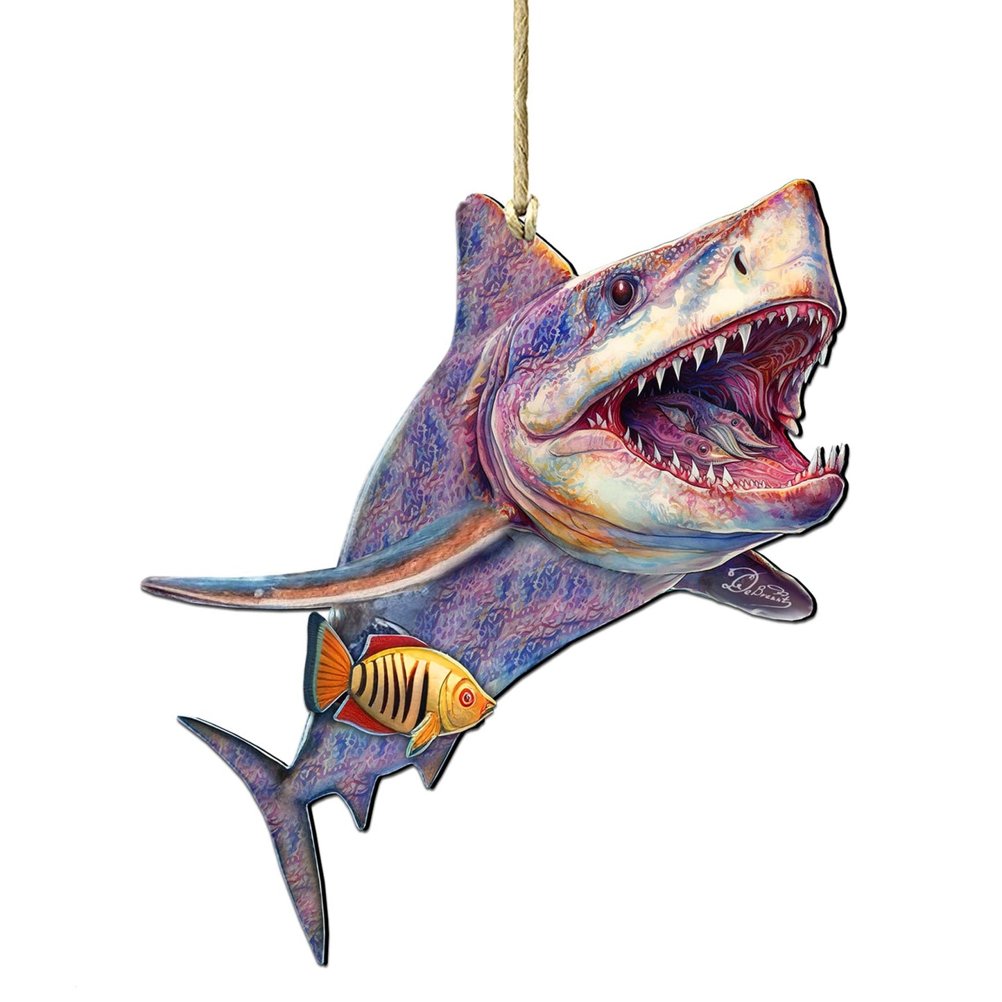 Coastal Christmas Decor - Shark Wooden Ornaments by G.Debrekht Coastal Holiday Decor - 8688201