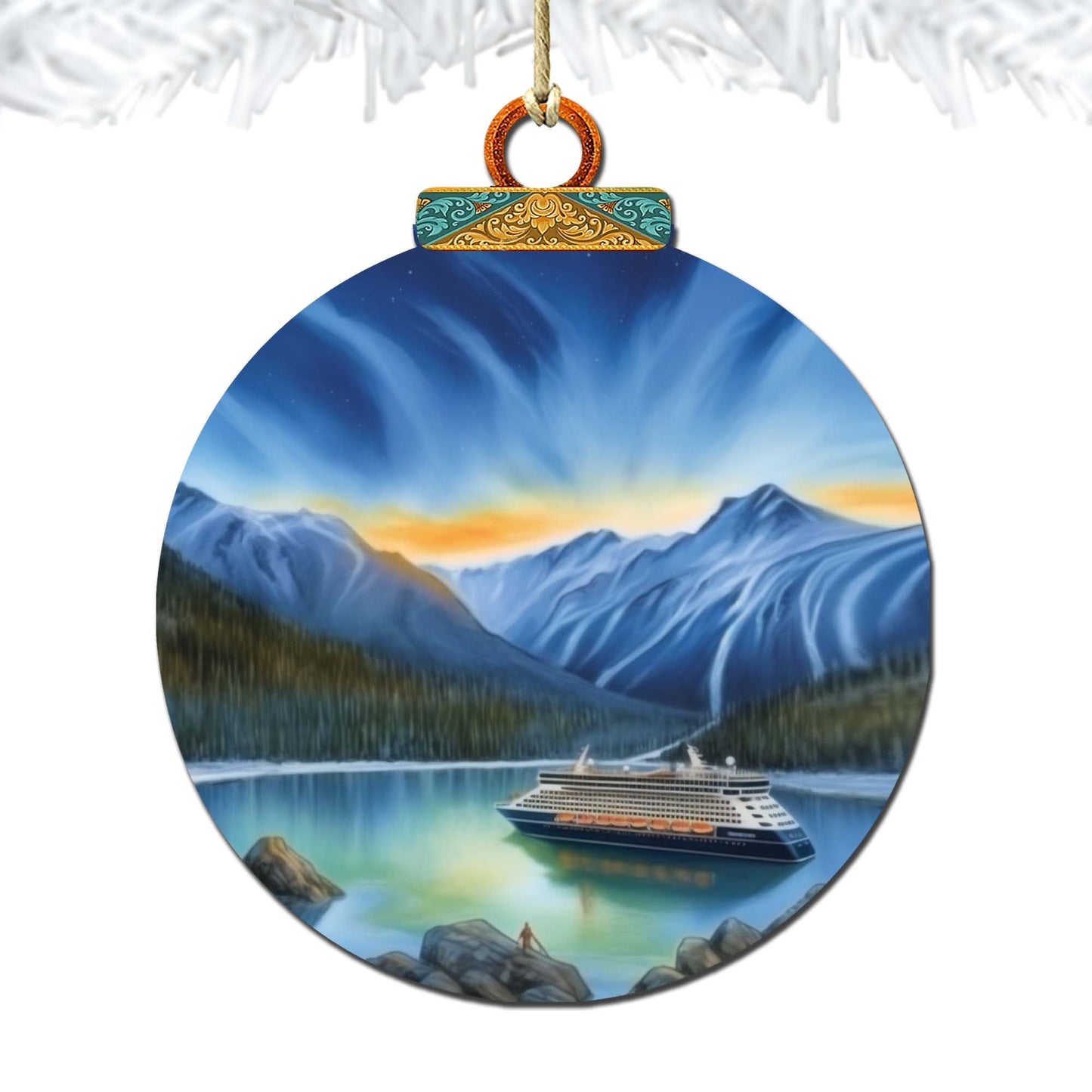 Alaska's Mountain Splendor Wooden Ornaments by G.Debrekht - Wildlife Holiday Decor - 870066