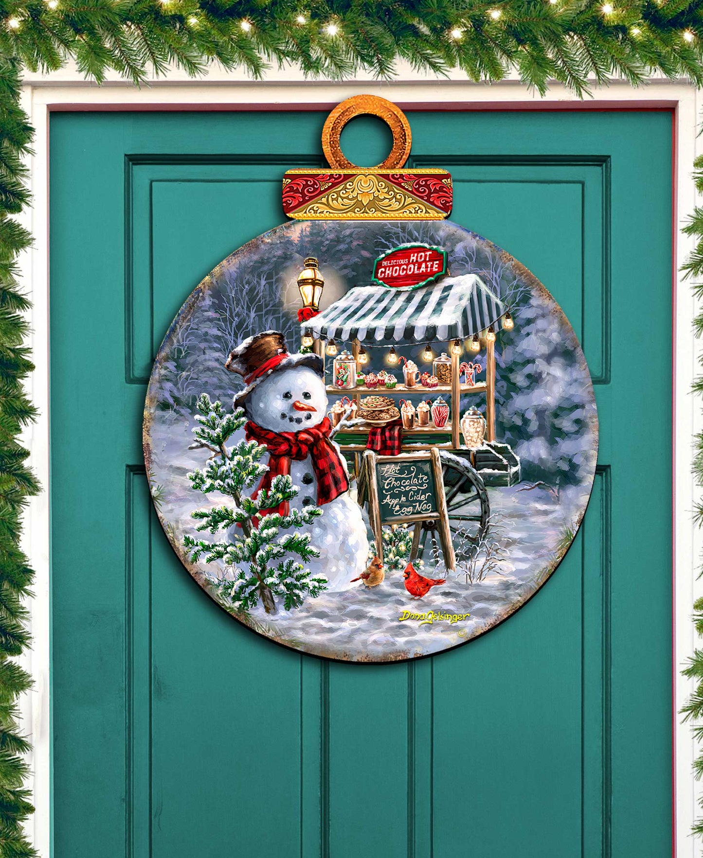 Hot Chocolate Stand - Frosty Fun Holiday Door Decor by D. Gelsinger - Christmas Santa Snowman Decor - 8611087H-DG