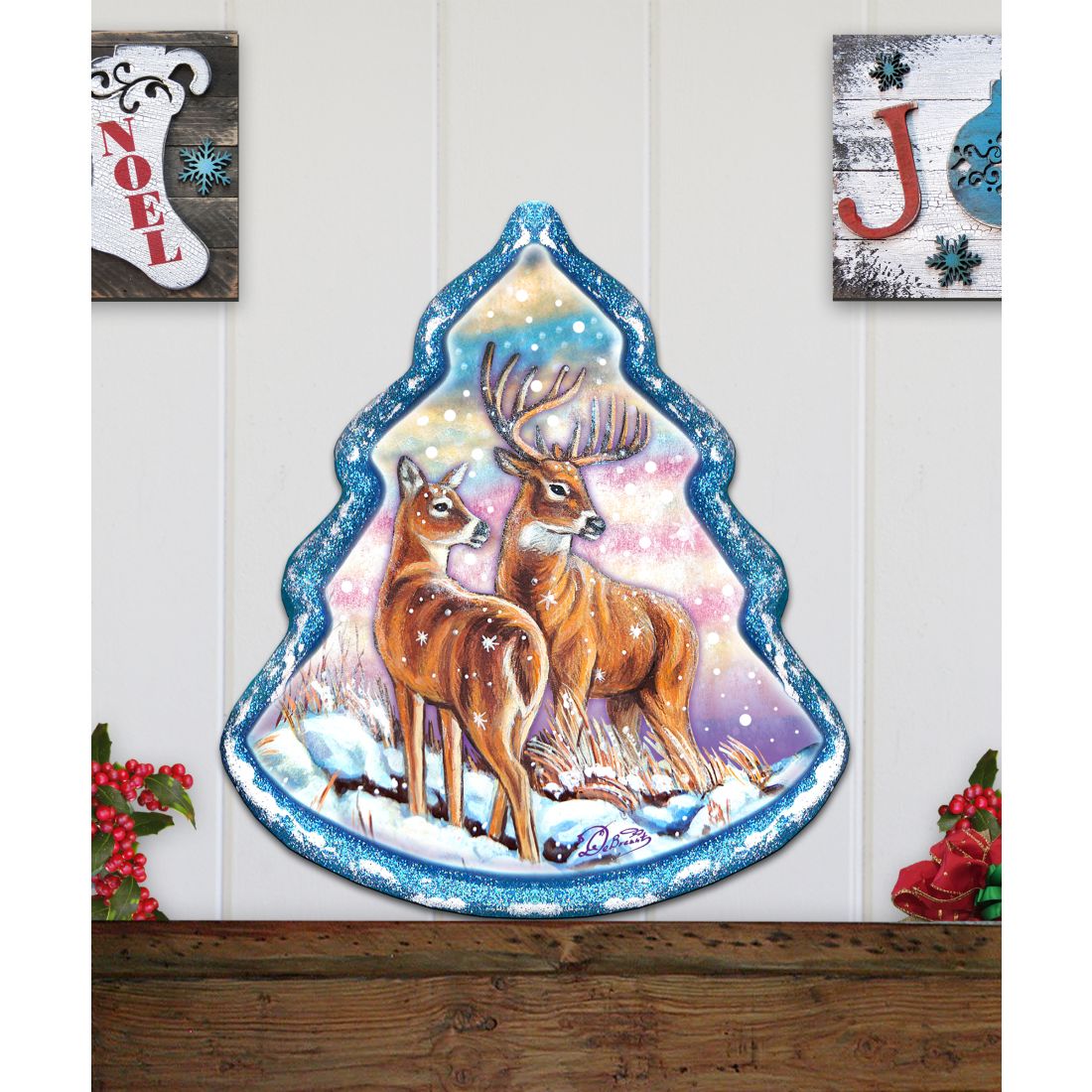 Reindeer Tree Wildlife Door Decor - G. DeBrekht - Wildlife Holiday Decor - 8176229H