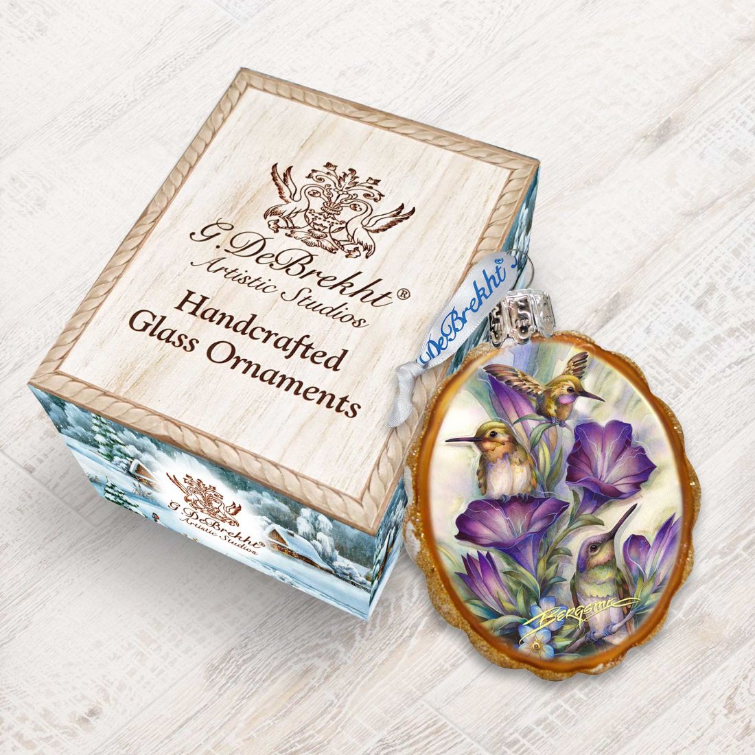 Everlasting Friendship Hummingbird Mercury Glass Ornament by J. Bergsma - Wildlife Holiday Decor - 7783936-JB