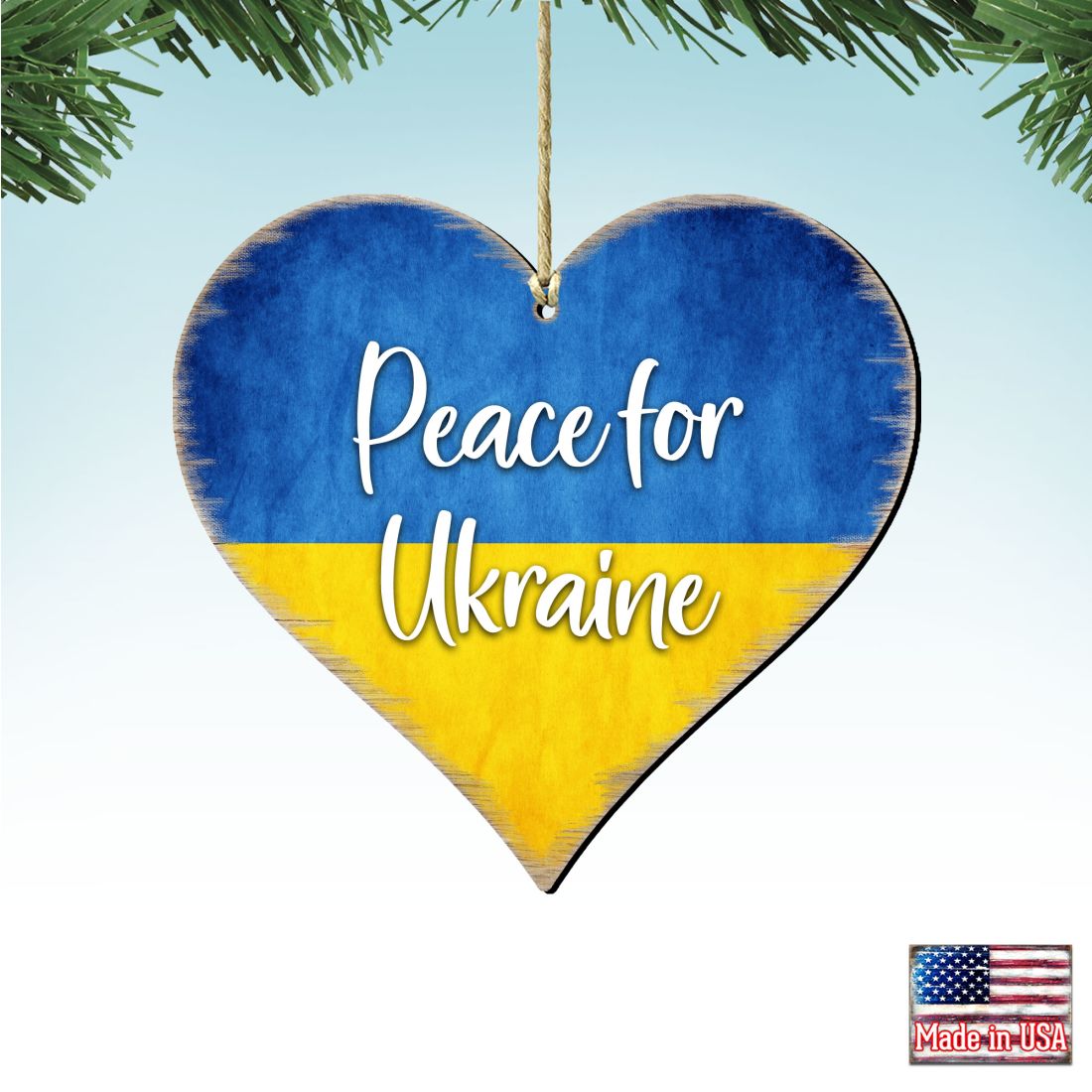 Piece for Ukraine Heart Wooden Ornaments - International Decor - 8187122