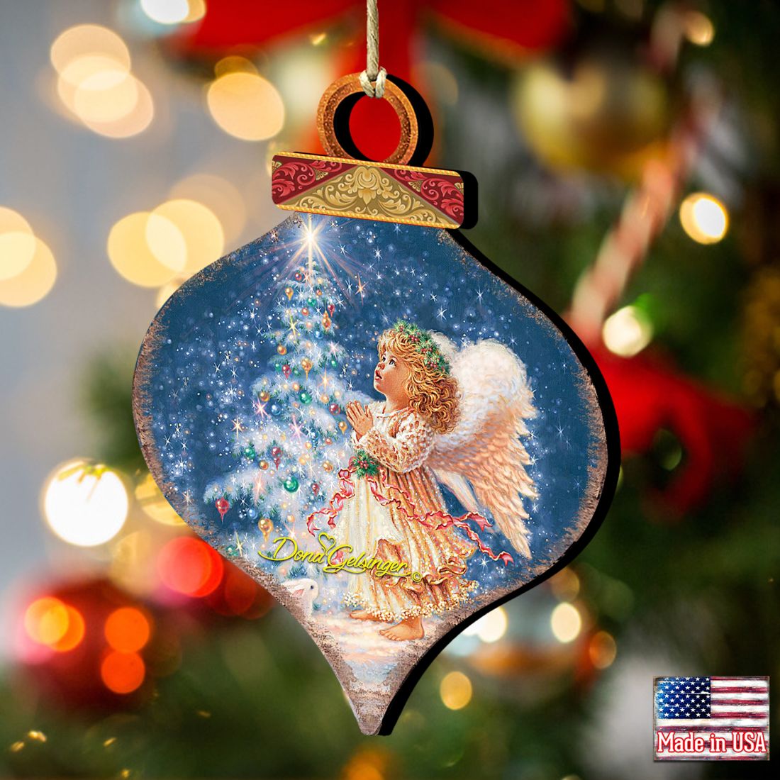 Light of Christmas Angel Wooden Ornaments by Gelsinger - Nativity Holiday Decor - 8031152-0703