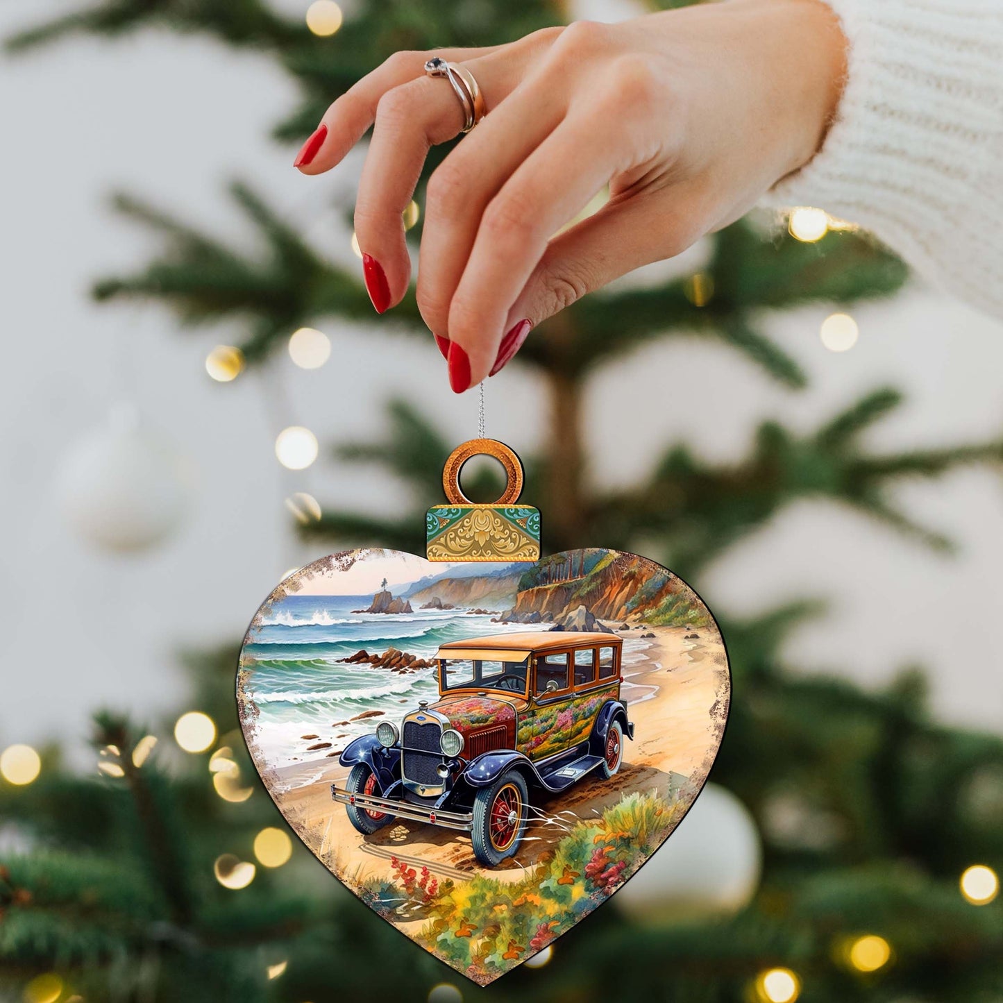 Coastal Decorations - Beach Cruiser Wooden Ornaments by G. Debrekht Coastal Holiday Decor - 8688175