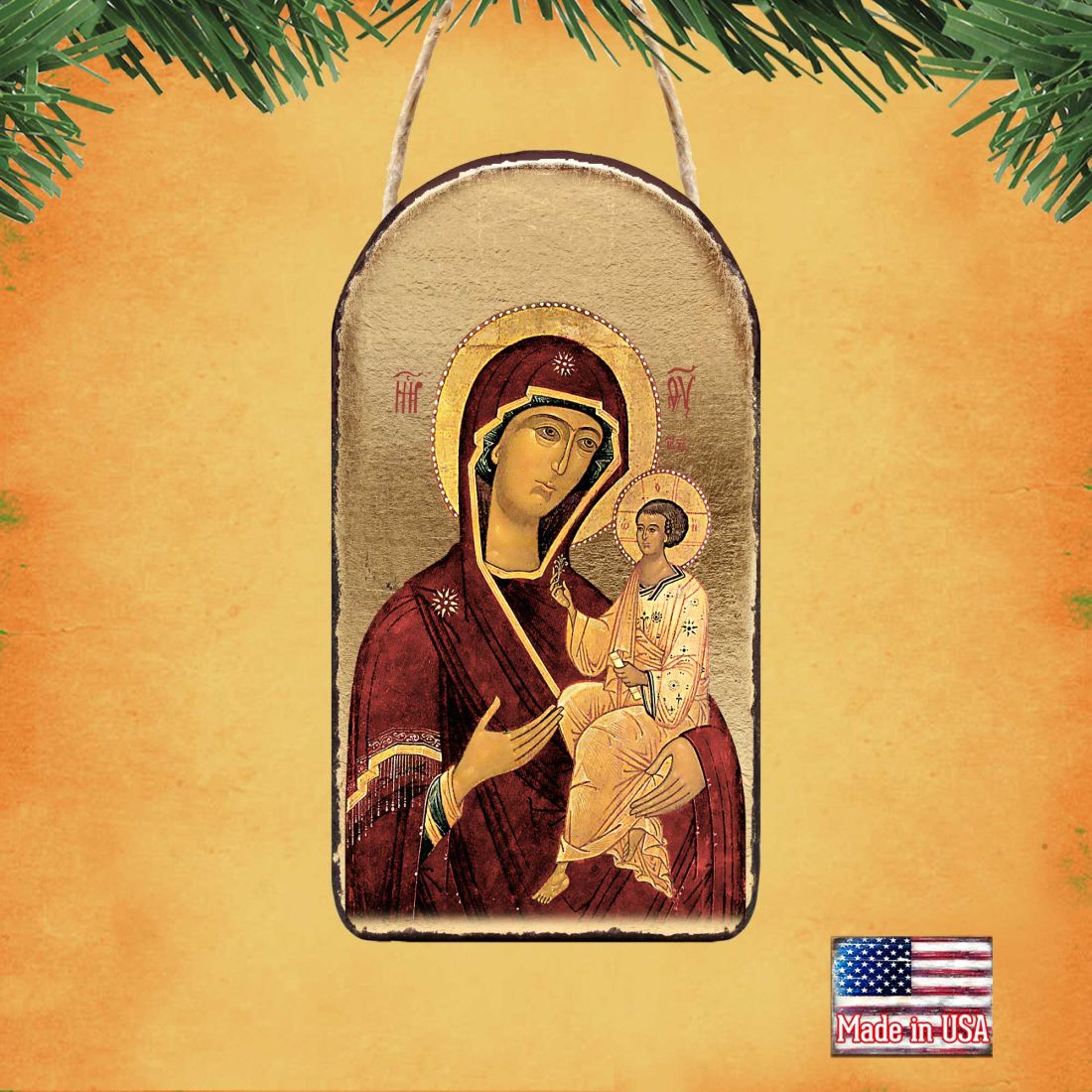 Virgin Mary Religious Orthodox Sacred Icon Ornament - Inspirational Icon Decor - 87063