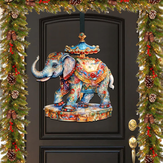 Carousel Elefant Holiday Door Decor  by G. Debrekht - Christmas Decor - 8611029H