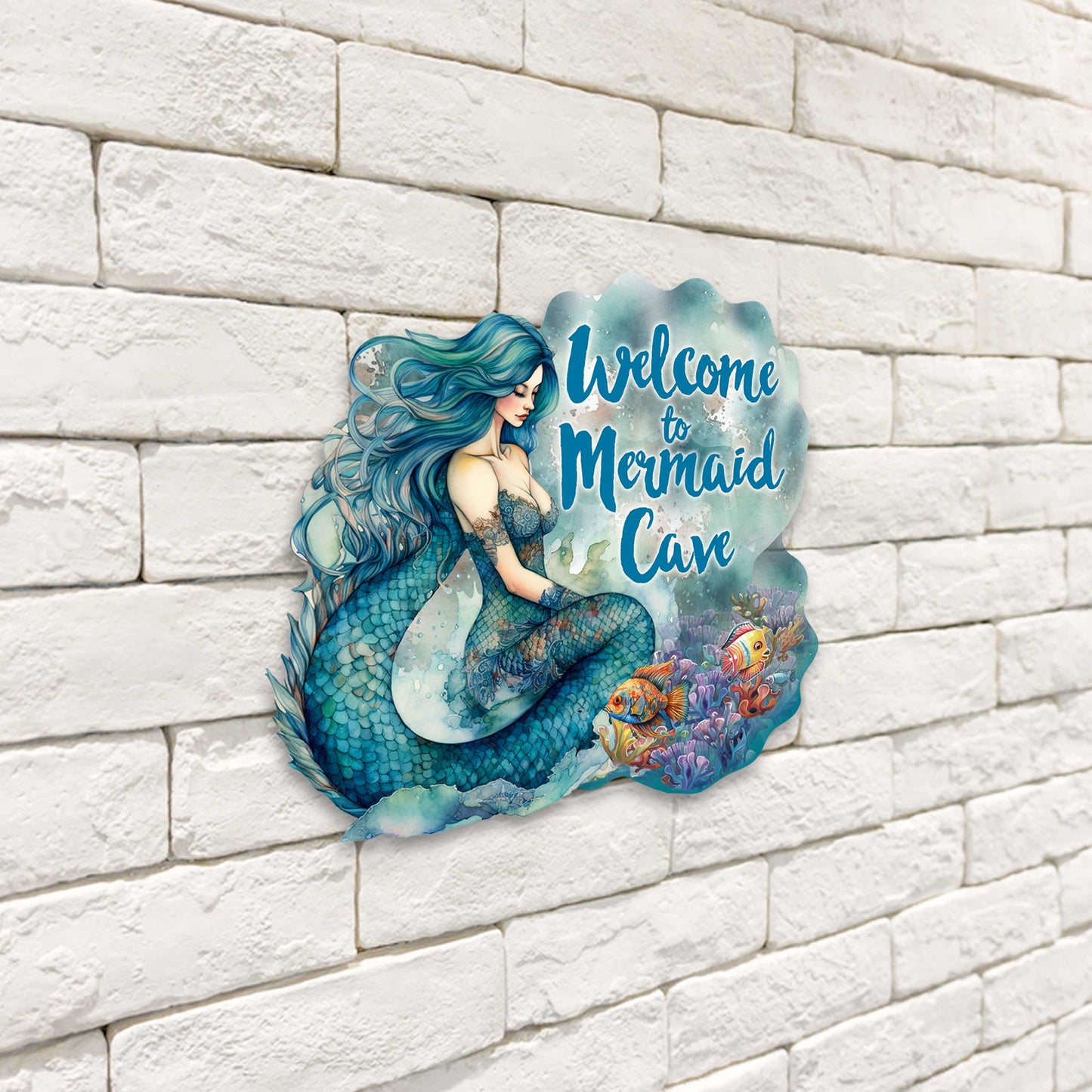 Welcome to Mermaid Cave - Front door welcome sign Main entrance banner Welcome sign - Wooden front porch decor - 933112H
