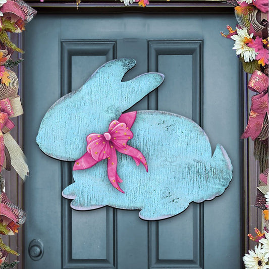 Blue Bunny Rabbit Easter Door Decor by G. DeBrekht - Easter Spring Decor - 987212H