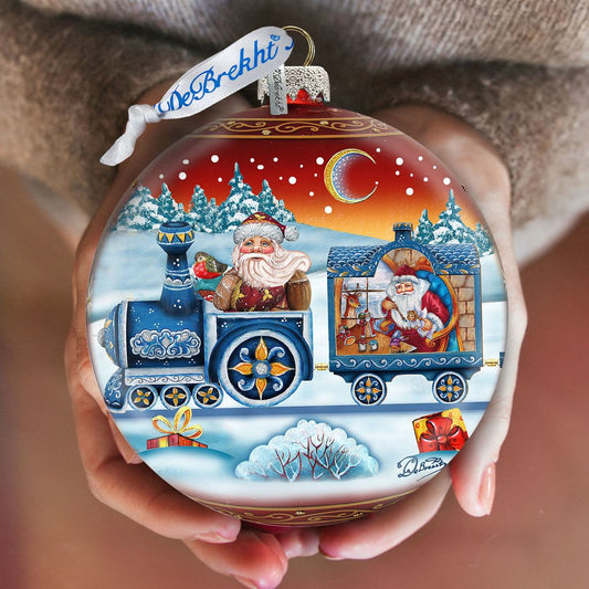 Express Train Ball Red Glass Ornament Limited Edition by G. DeBrekht - Christmas Santa Snowman Decor - 73873R