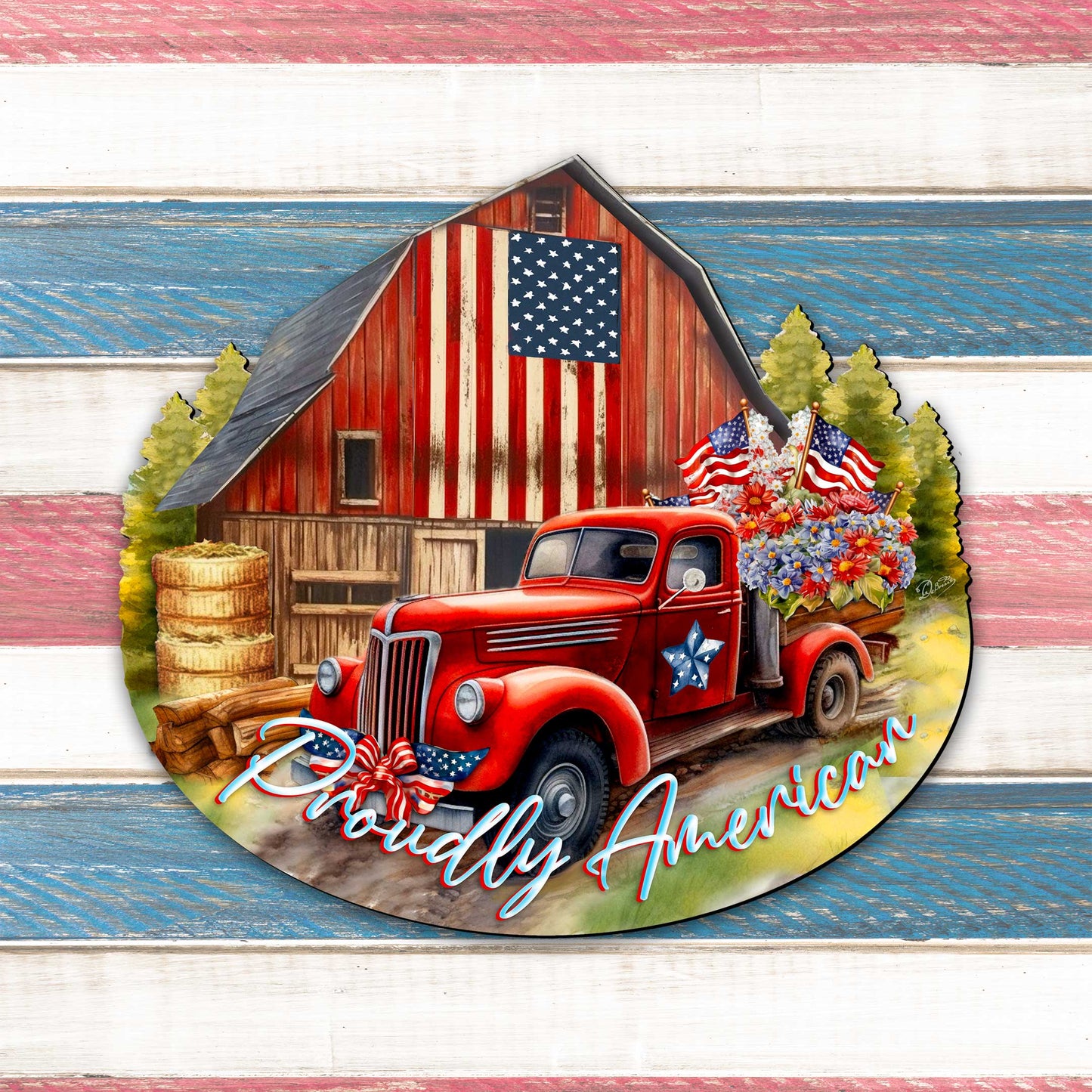 Proudly American Decorative Holiday Door Decor by G. DeBrekht - American Christmas Decor - 8652790H