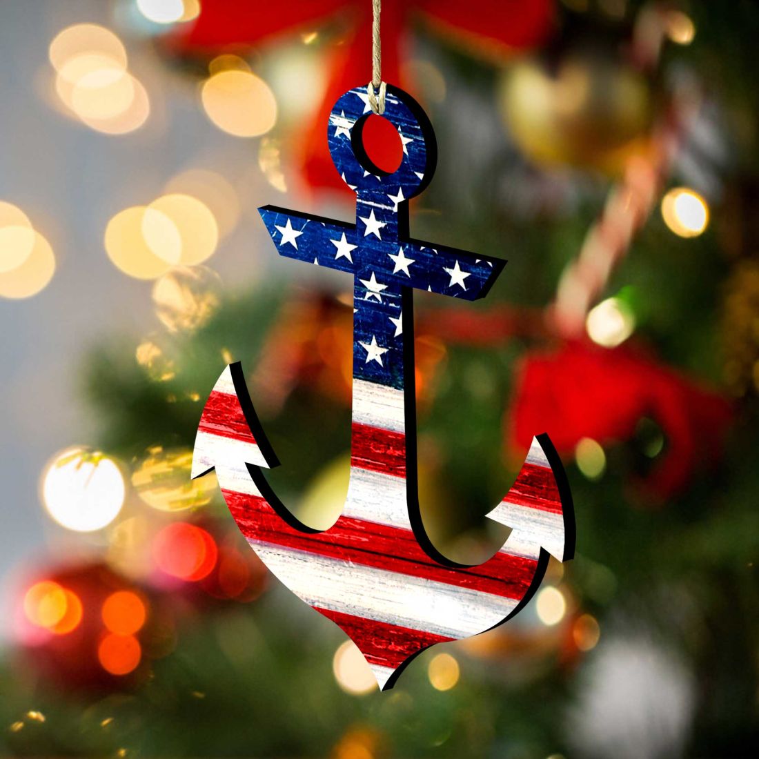 American Flag Anchor Wooden Ornaments - American Patriotic Decor - 8198913