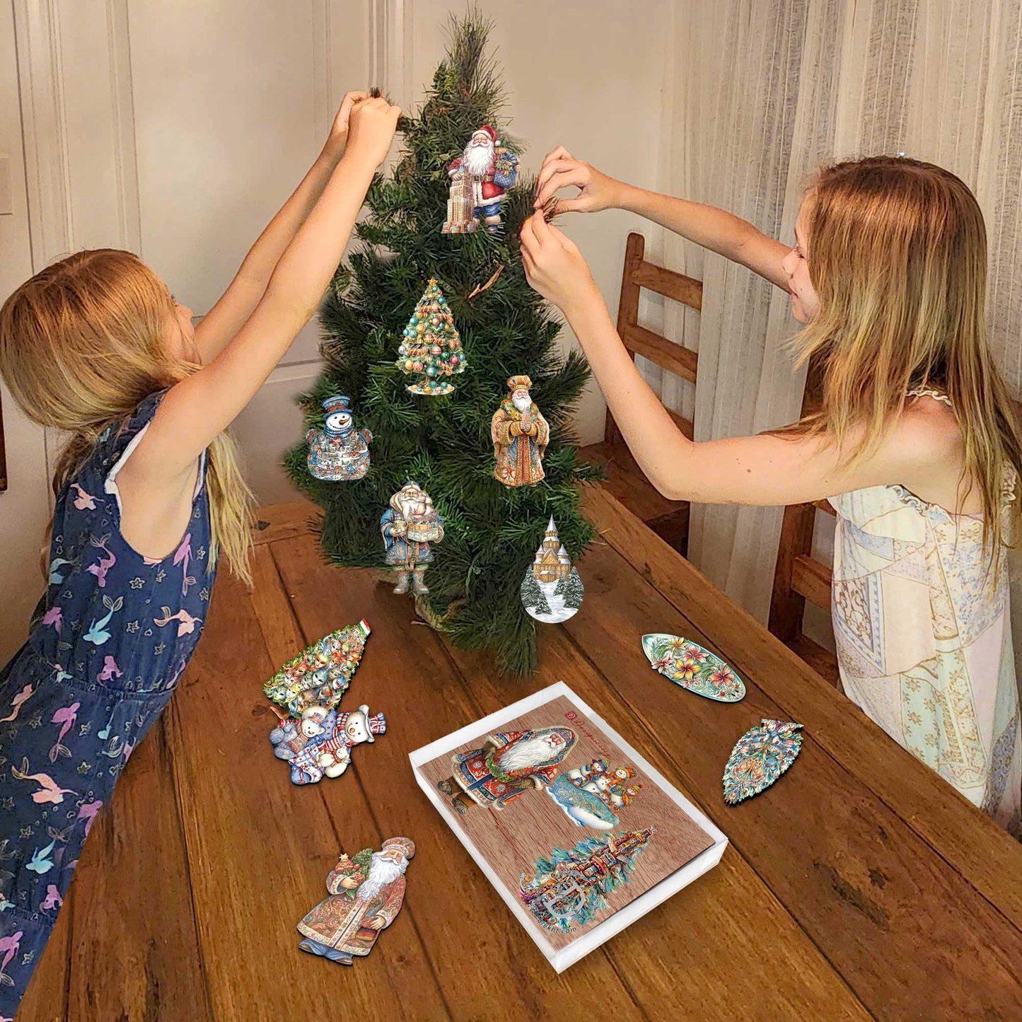 Santas Around the World - Alaskan Inspired Santa - Wooden Ornaments Set of 3 by G. DeBrekht Christmas Santa Snowman Decor - 8091314S3