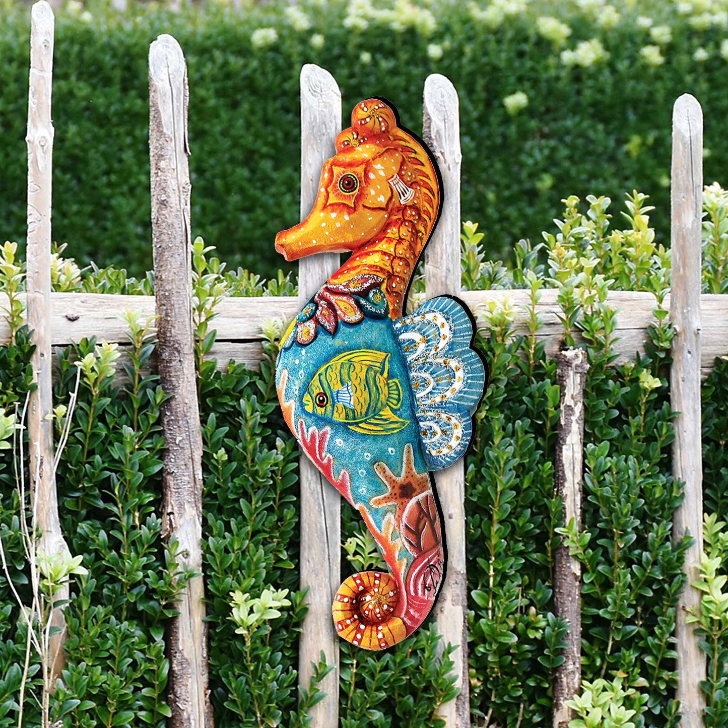 Seahorse Beach House Coastal Door Decor by G. DeBrekht - Coastal Holiday Decor - 8126111H