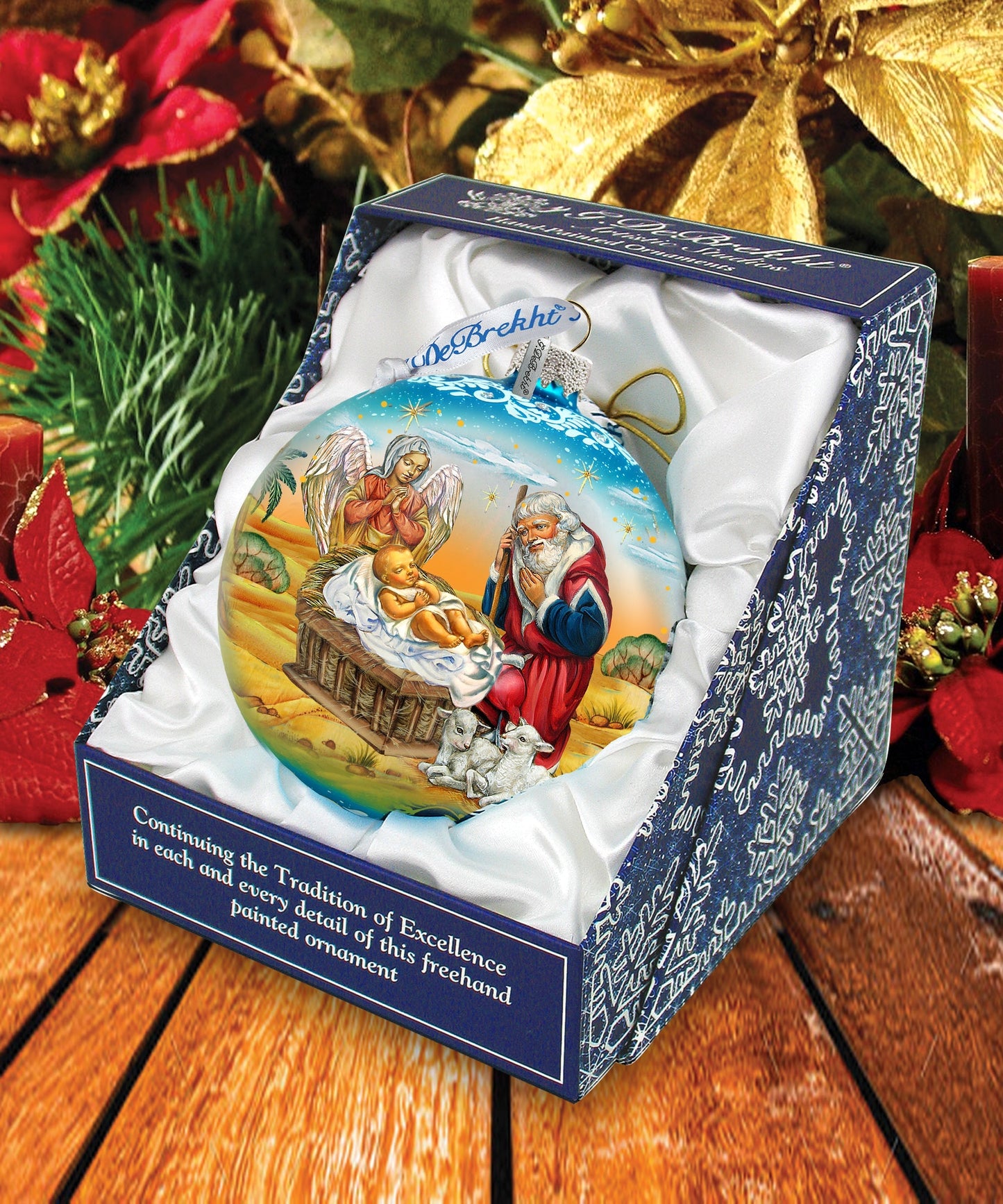 Adoration Glass Ornament Limited Edition by G. Debrekht - Nativity Holiday Decor Item 73864B