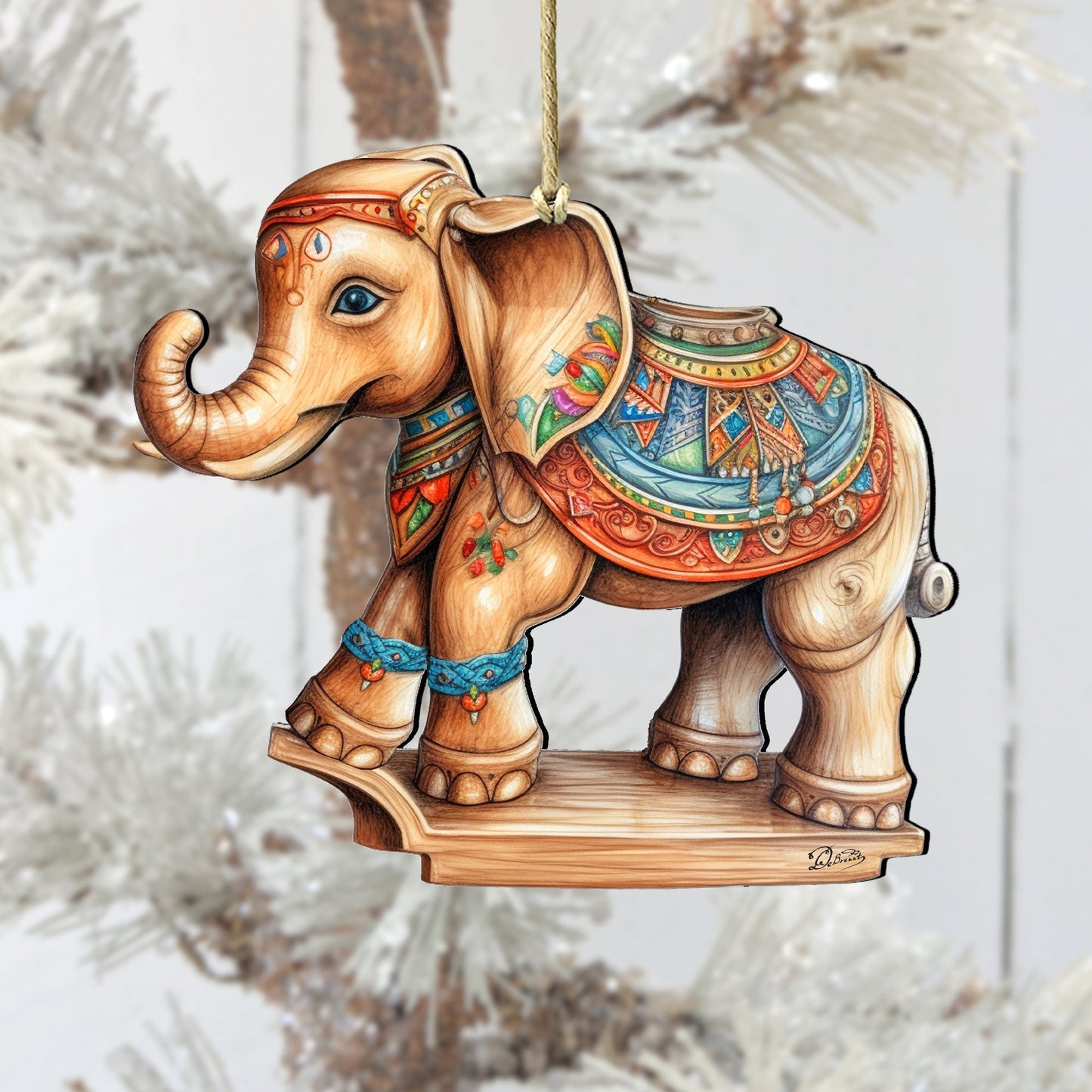Carousel Elephant Wooden Ornaments by G. Debrekht - Christmas Decor - 8100192-1