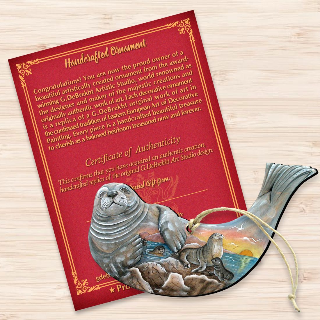 Seal Wooden Ornaments by G. DeBrekht - Coastal Holiday Decor - 8158914