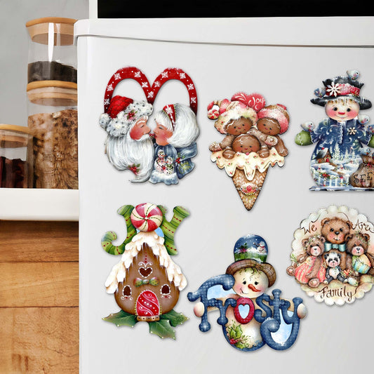 Merry Christmas Decorative Wooden Magnets Set of 6 by Jamie Mills-Price - Christmas Decor - 8090136G-S6-MP