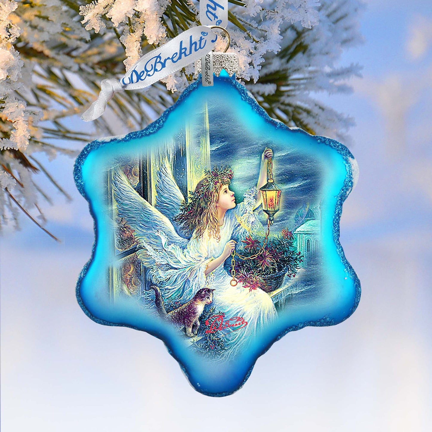Light the Way Angel Glass Ornament by G. DeBrekht - Christmas Decor - 754-085