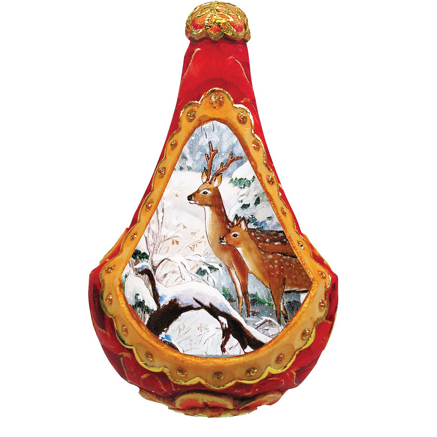 Santa on Sleigh Sculpted Hand-Painted Christmas Ornament by G. DeBrekht - Christmas Santa Snowman Decor - 622514