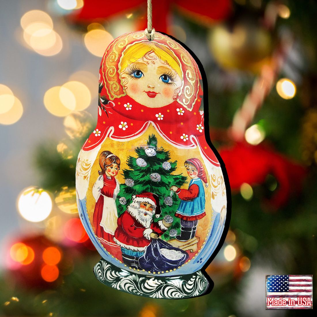 Night Before Christmas Matreshka Wooden Ornaments by G. DeBrekht - Christmas Decor - 8110734