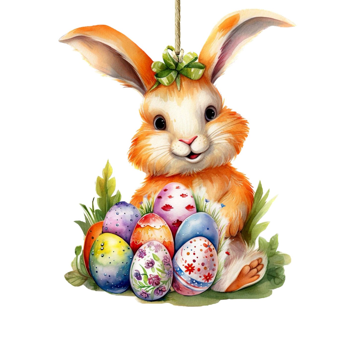 Bunny with Eggs Wooden Ornaments by G. DeBrekht Easter Spring Decor - 8652772