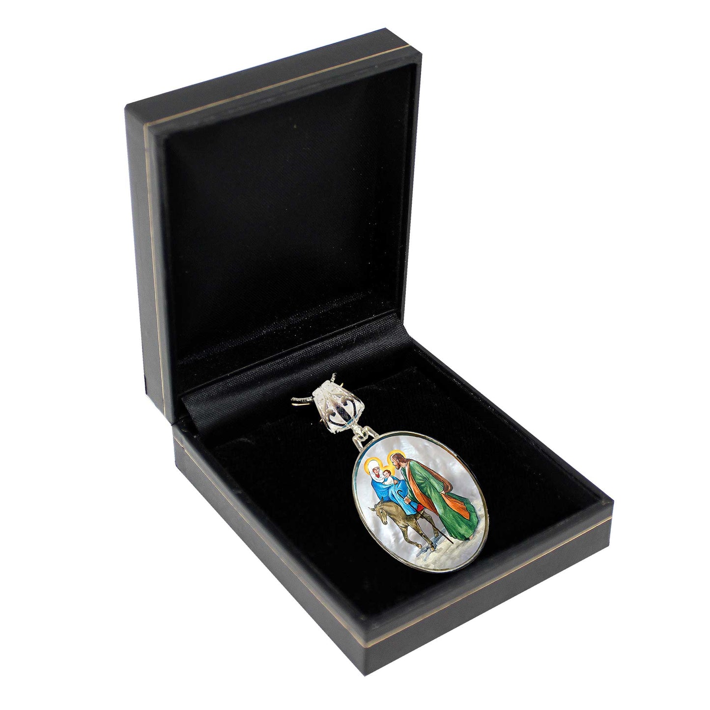 Flight to Egypt Silver Plated Mother of Pearl Jewelry Necklace - 43016
