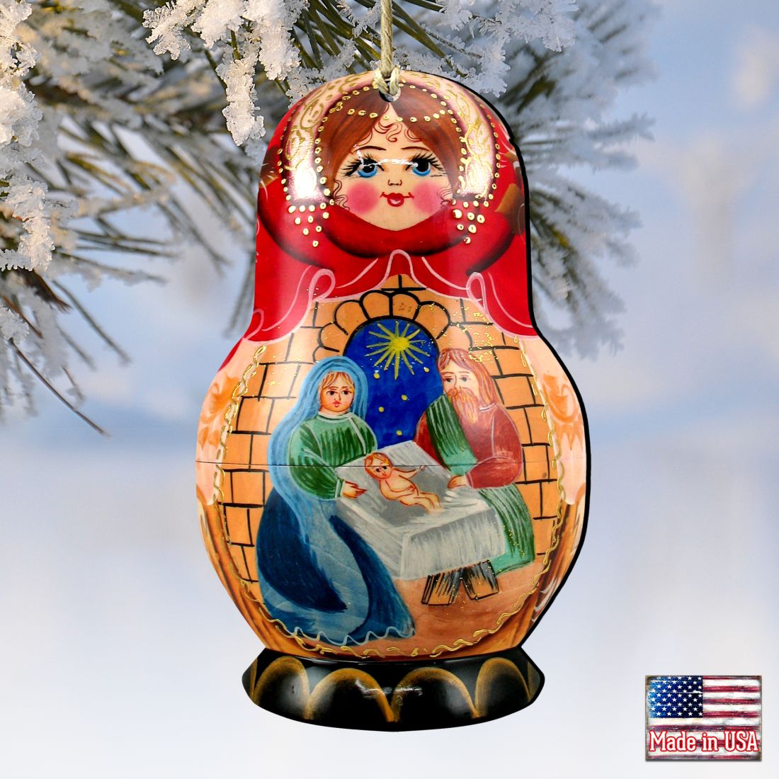 Nativity Nesting Doll Wooden Ornaments by G. DeBrekht - Christmas Decor - 8110710