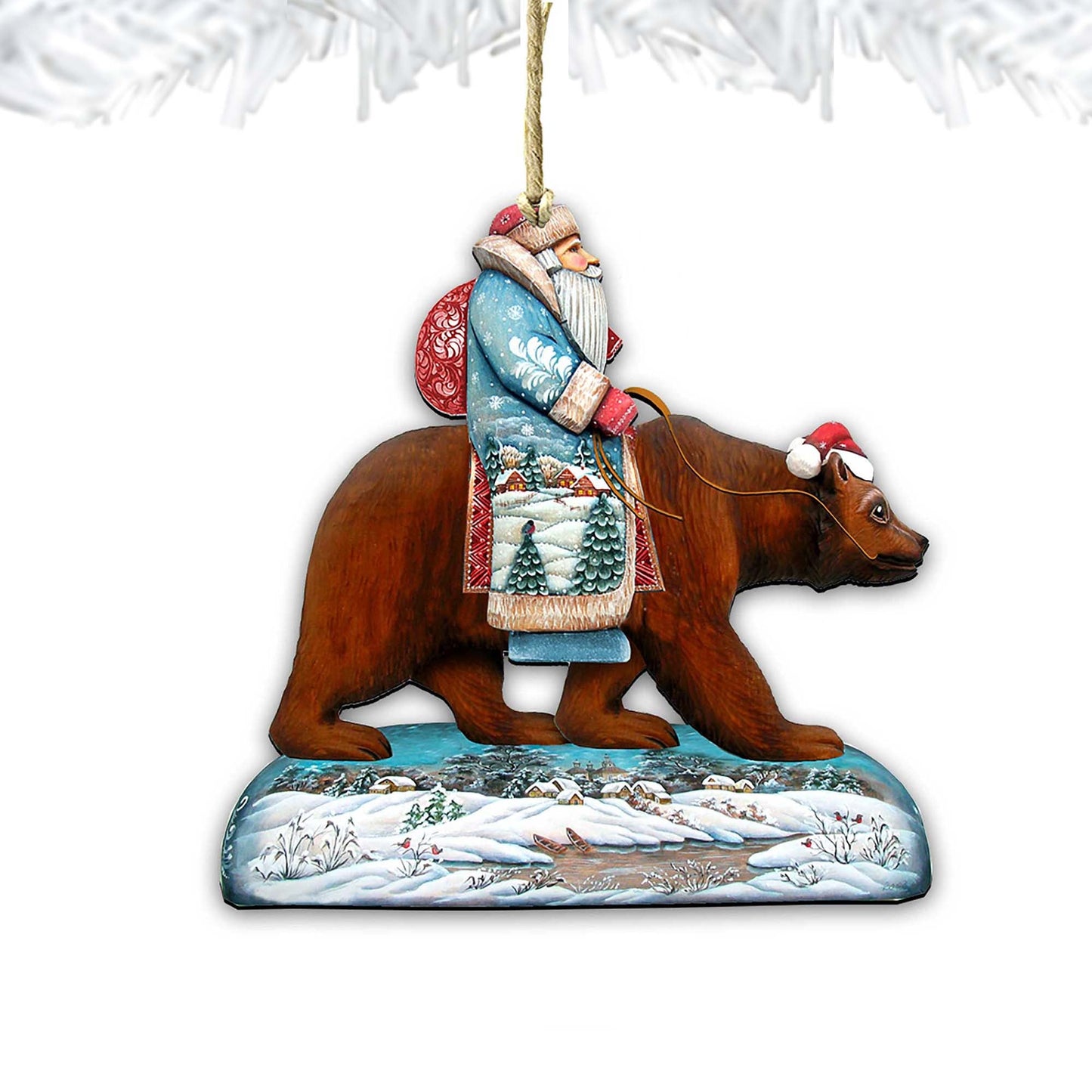 Santa On Grizzly Bear Ornament by G. DeBrekht - Christmas: Santa Snowman Decor - 8151128