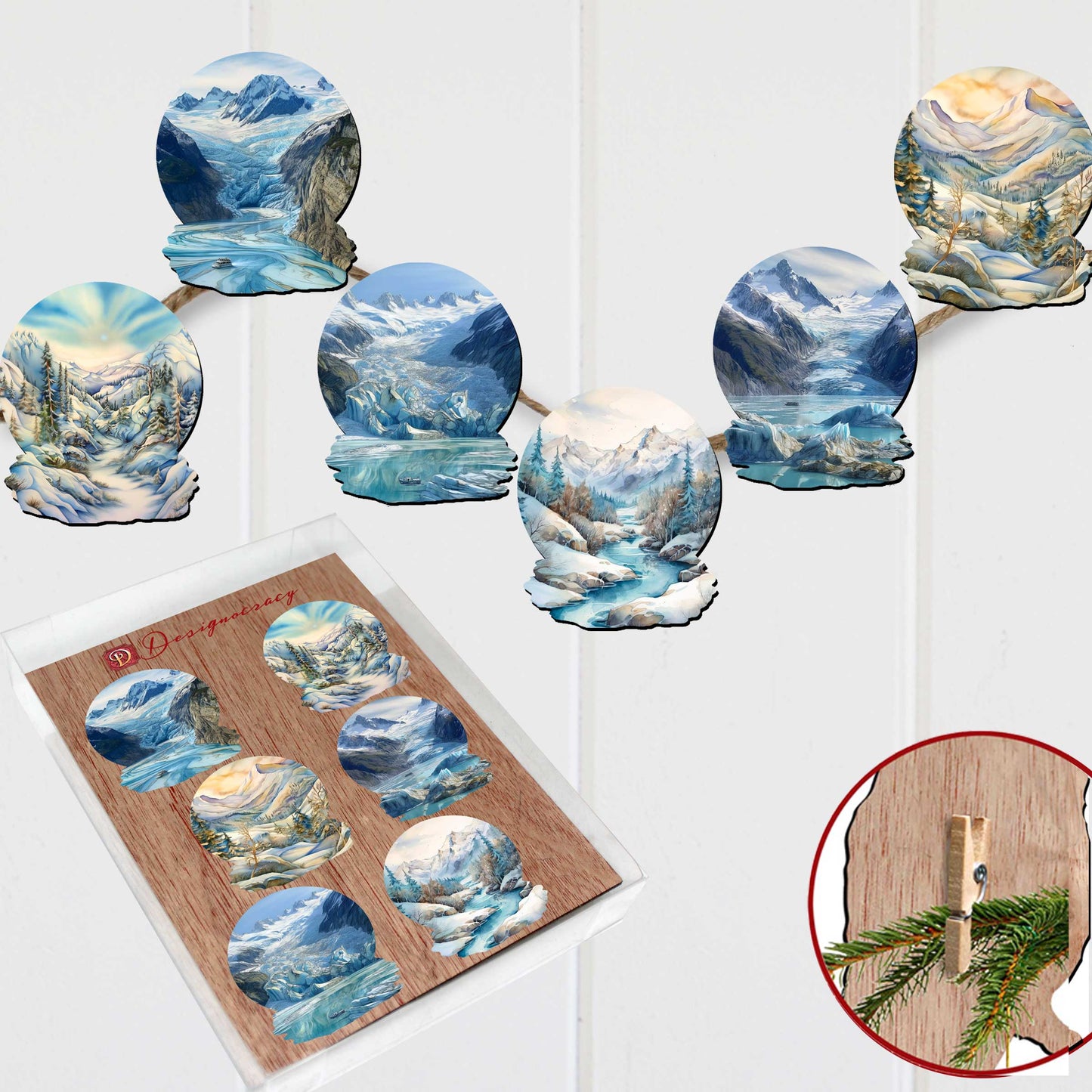 Northern Wonders Decorative Wooden Clip-on Ornaments Set of 6 by Nature Wonders - Wildlife Decor - 8090119C-S6