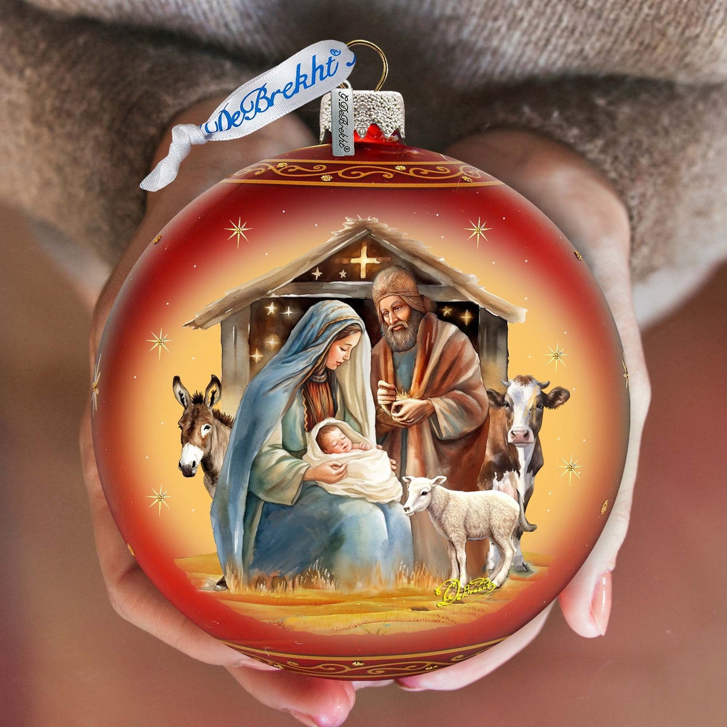 Born Under Bright Star Nativity Lg Glass Ornament by G. Debrekht - Nativity Holiday Decor - 73937