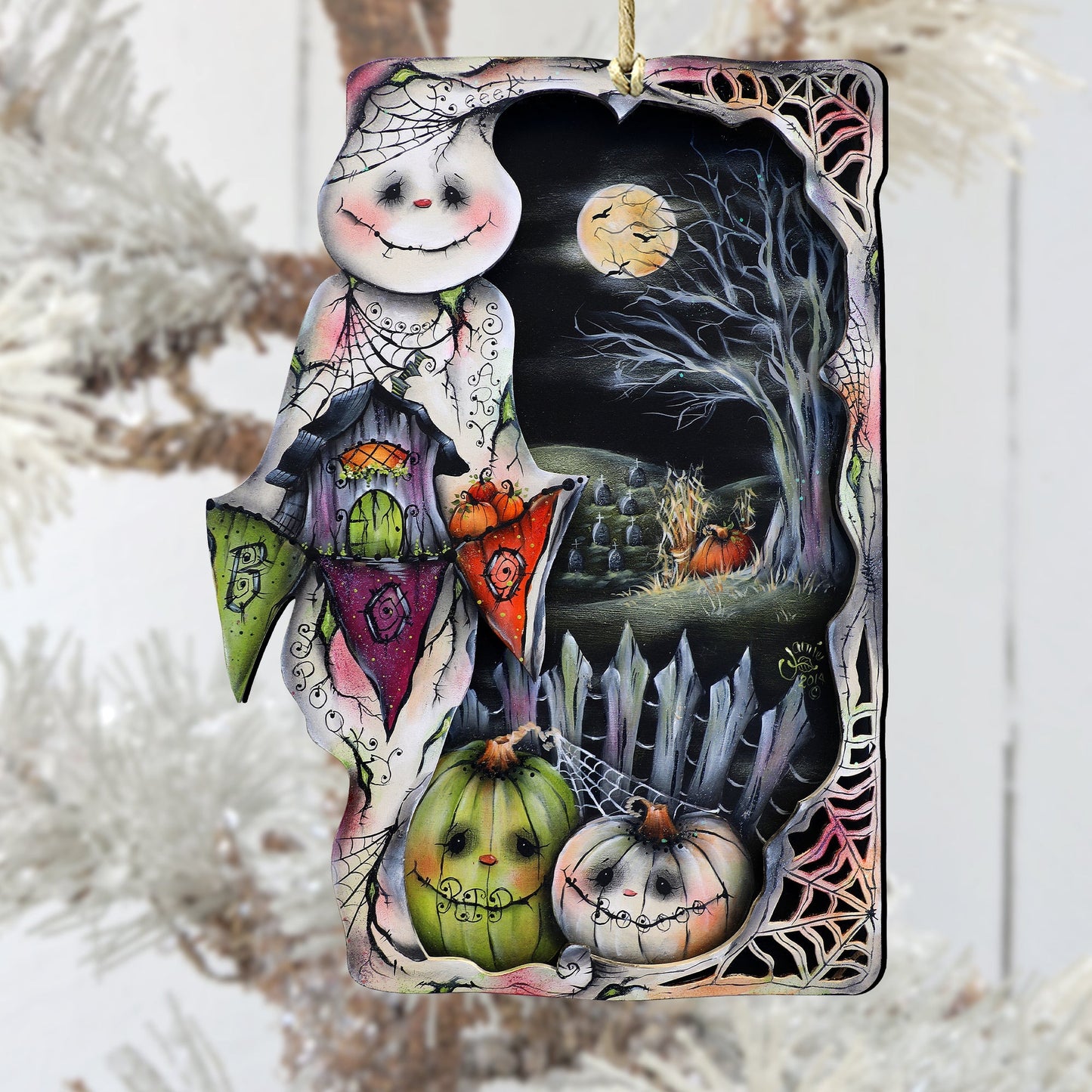 Night of the Pumpkins Wooden Ornaments by Jamie Mills-Price Halloween Decor - 8611078-MP