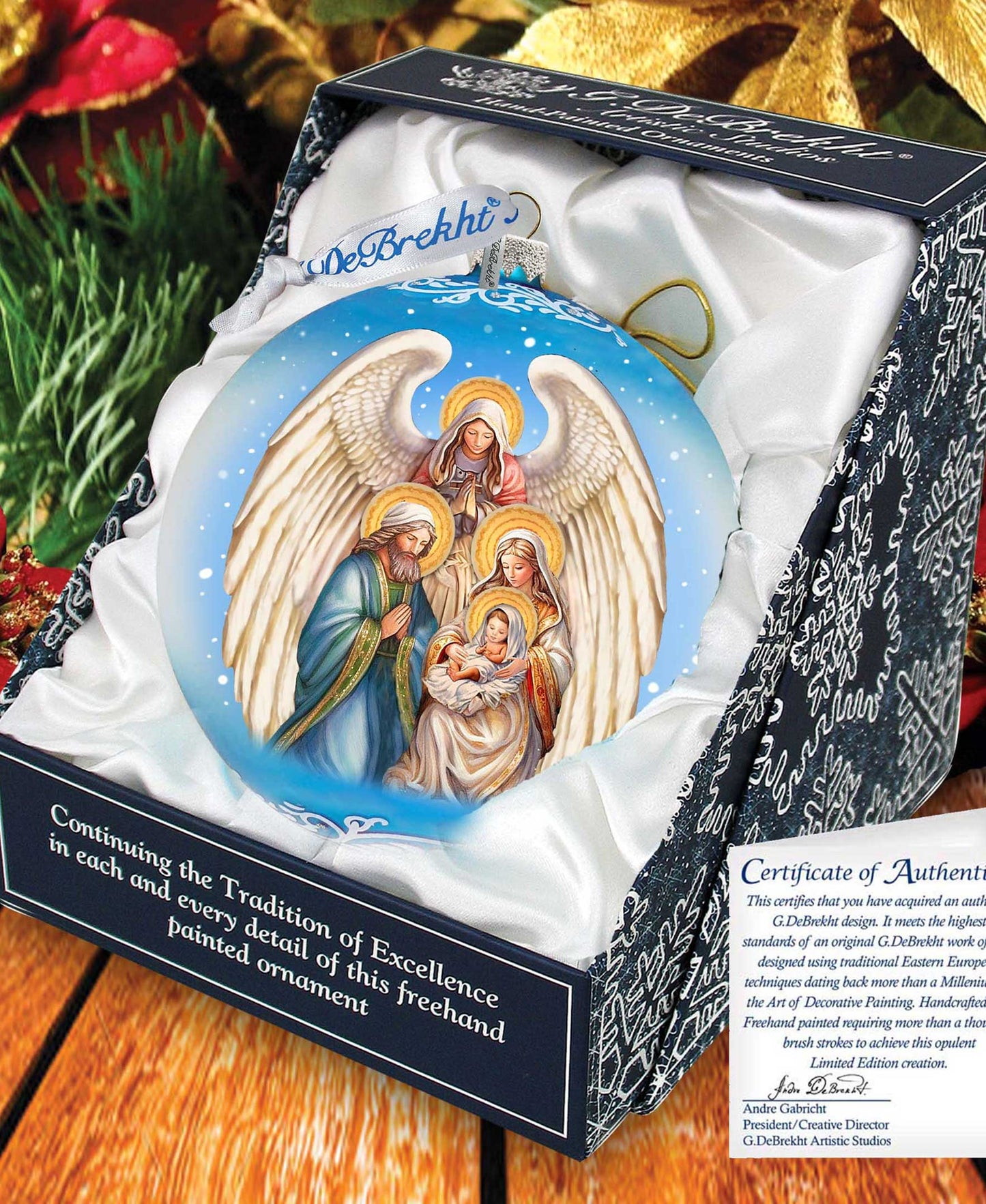 Angel's Divine Presence Nativity Lg Glass Ornament by G. Debrekht - Nativity Holiday Decor - 73934