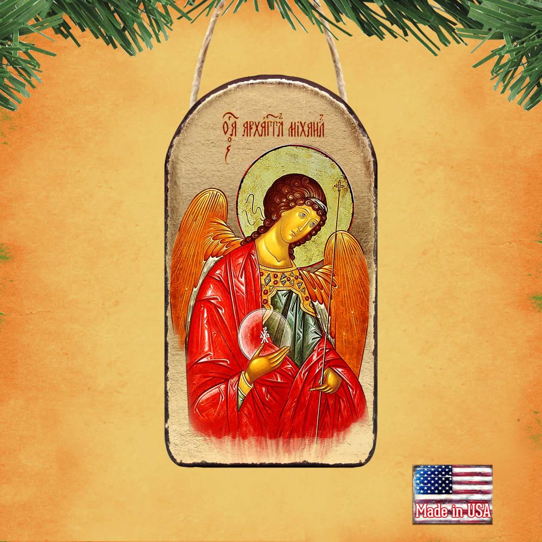 Saint Michael Religious Orthodox Sacred Icon Ornament - Inspirational Icon Decor - 87027