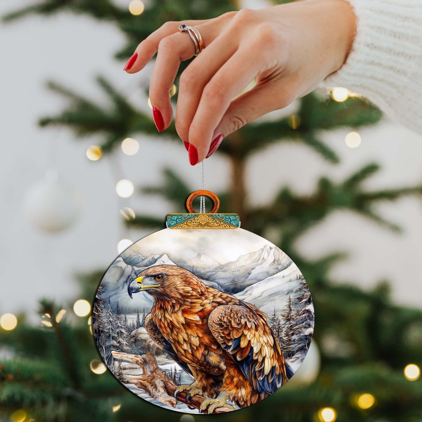 Golden Eagle Majesty Wooden Ornaments by G.Debrekht - Wildlife Holiday Decor - 870062