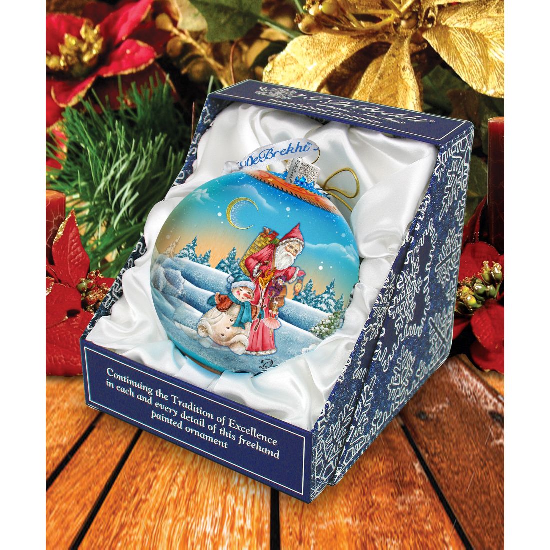 Winter Village Christmas Ball Glass Ornament Limited Edition by G. DeBrekht - Christmas Santa Snowman Decor - 73855