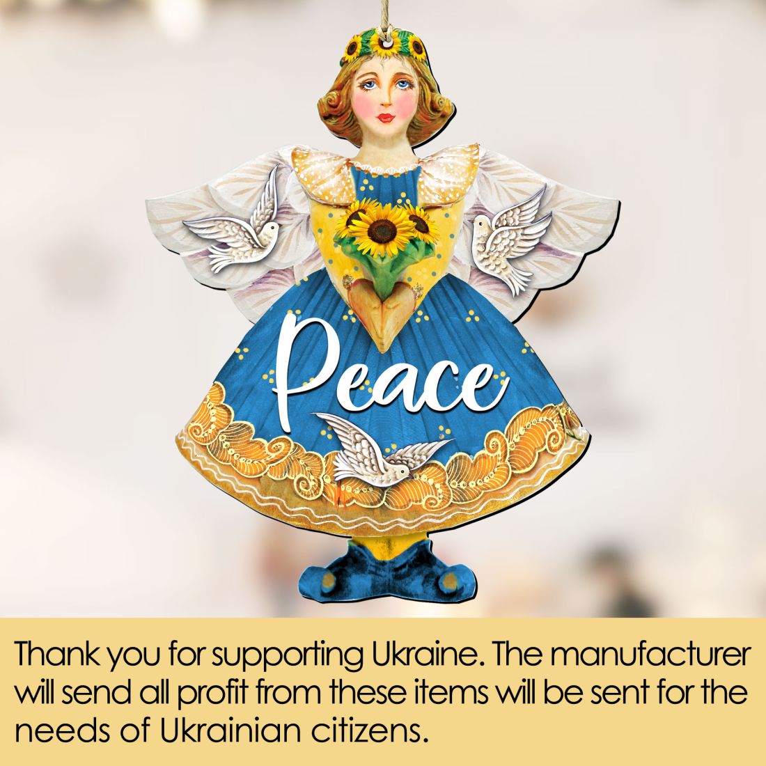 Peace to Ukraine Wooden Ornaments by G. DeBrekht - International Decor - 8157616-3