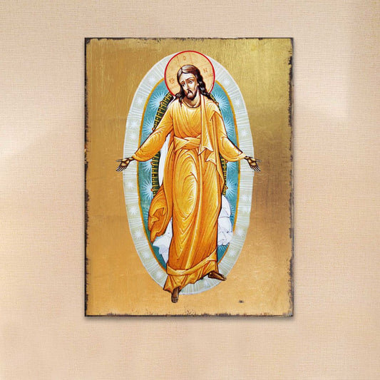 Resurrection Wooden Gold Plated Religious Christian Sacred Icon - Inspirational Icon Decor - 85059